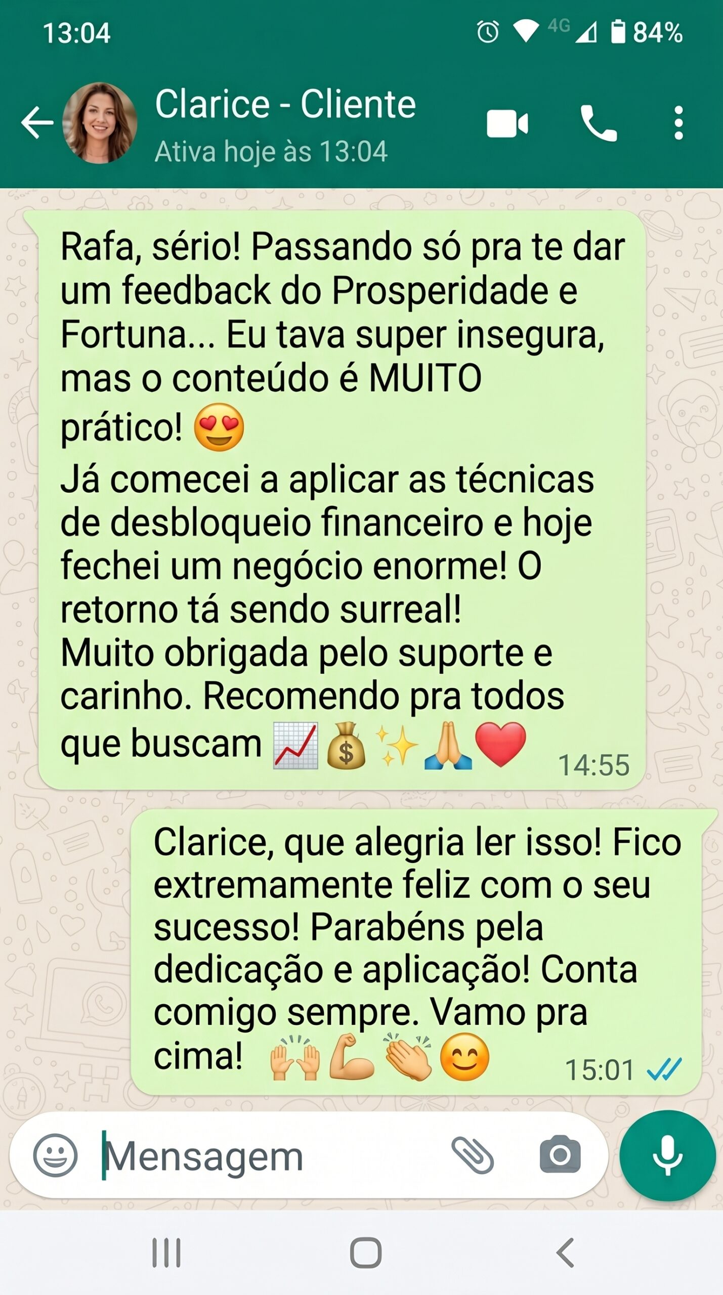 Depoimento WhatsApp